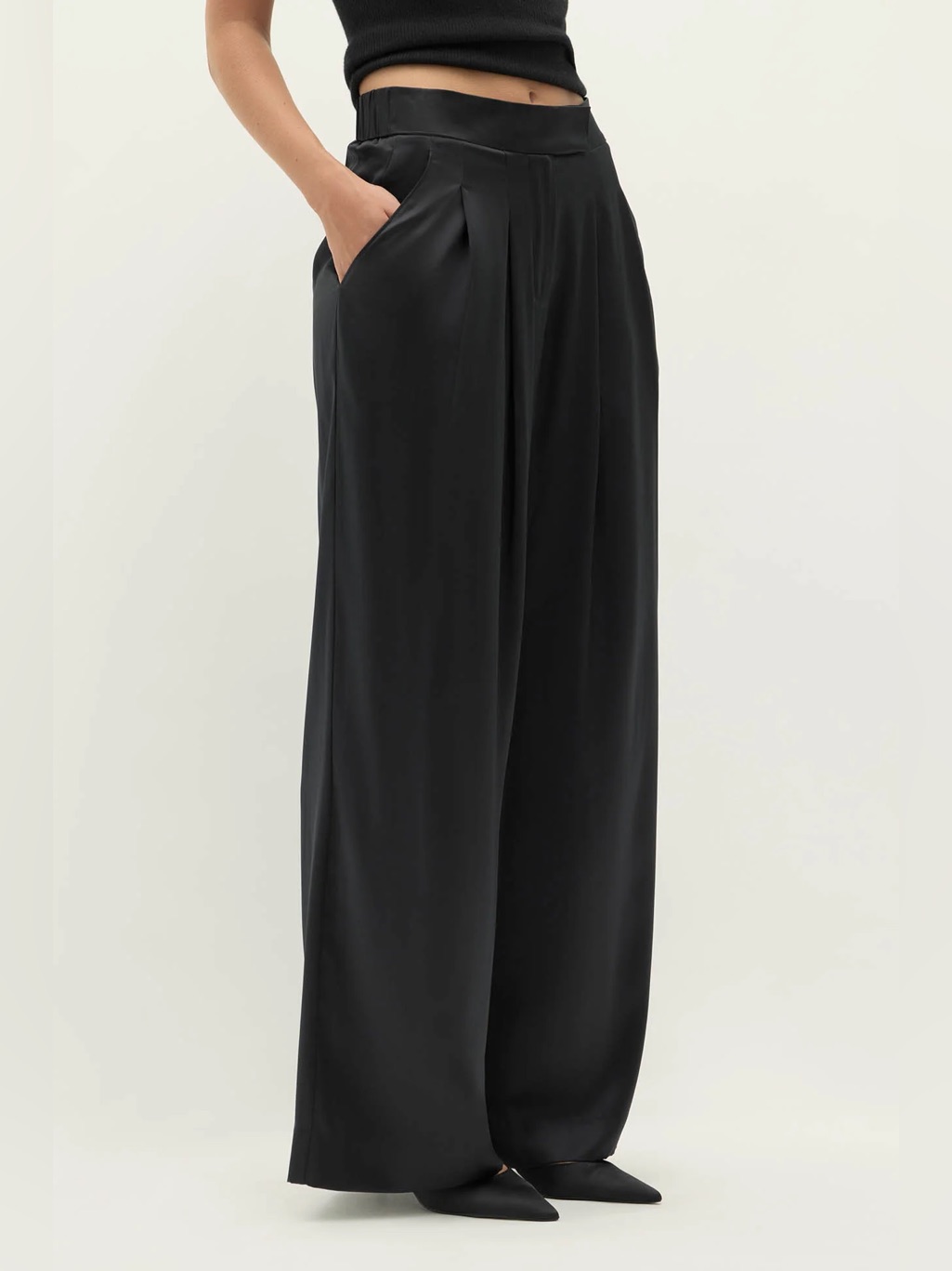 Naked Cashmere Rosalie Silk Wide Leg Black Trousers